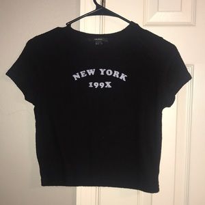 black graphic crop top